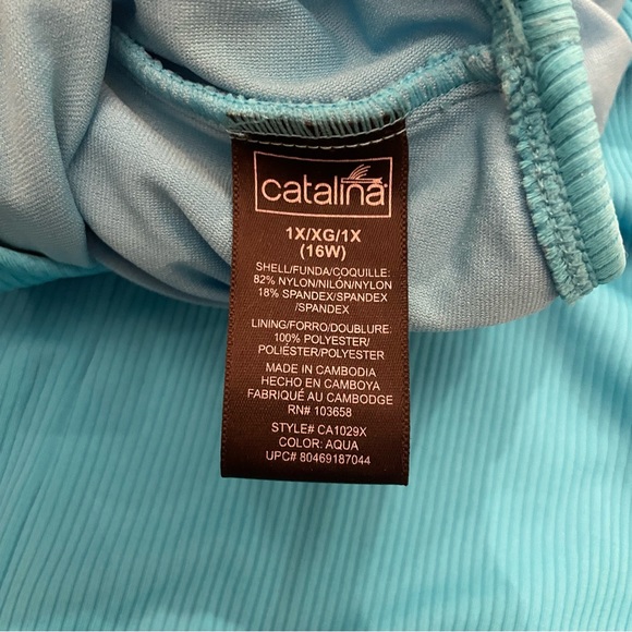 CATALINA Ribbed Blue Swimsuit with Builtin Cups - Size 1X - Picture 7 of 9